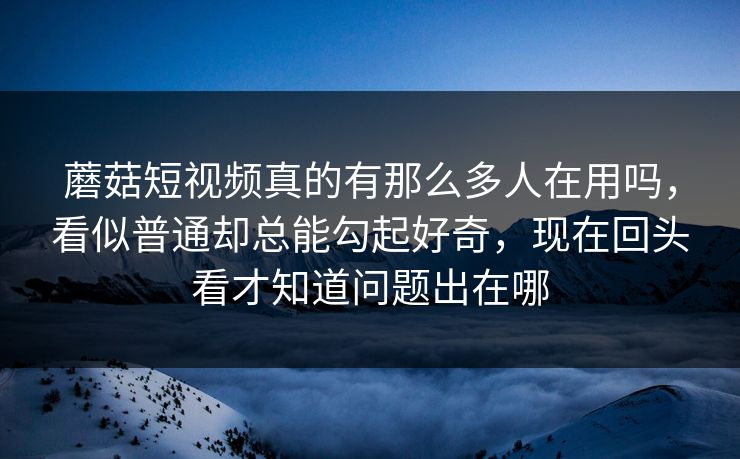 蘑菇短视频真的有那么多人在用吗，看似普通却总能勾起好奇，现在回头看才知道问题出在哪