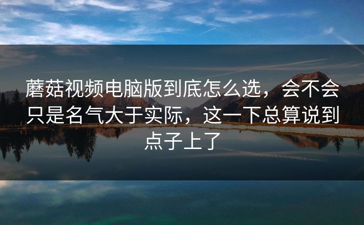 蘑菇视频电脑版到底怎么选，会不会只是名气大于实际，这一下总算说到点子上了
