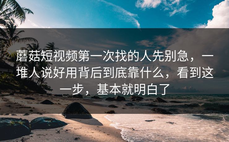 蘑菇短视频第一次找的人先别急，一堆人说好用背后到底靠什么，看到这一步，基本就明白了