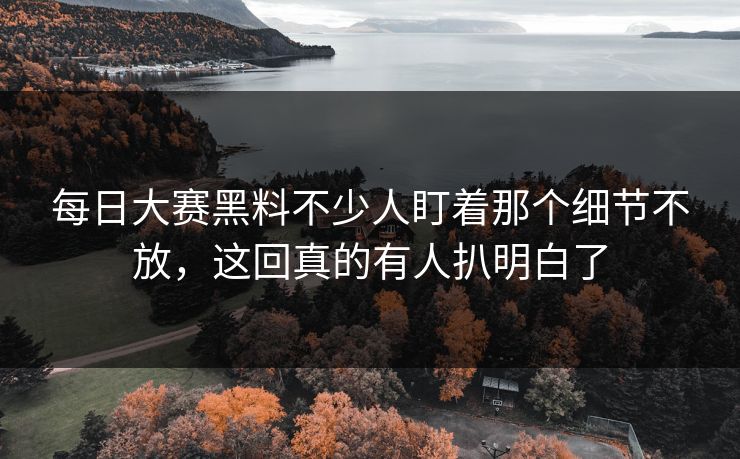 每日大赛黑料不少人盯着那个细节不放，这回真的有人扒明白了