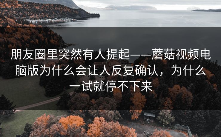 朋友圈里突然有人提起——蘑菇视频电脑版为什么会让人反复确认，为什么一试就停不下来