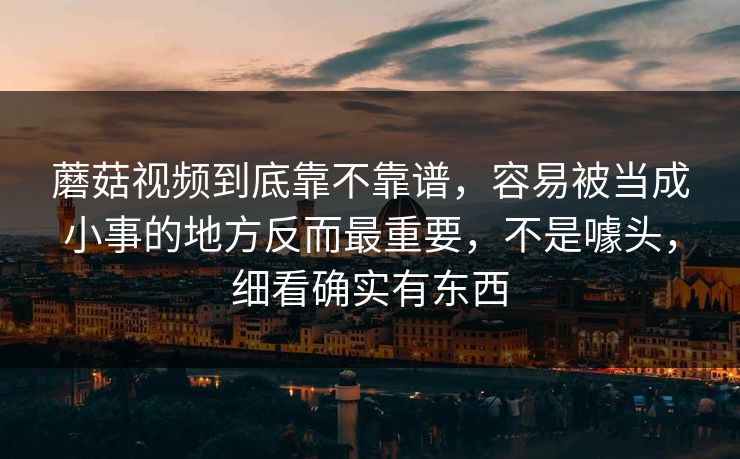蘑菇视频到底靠不靠谱，容易被当成小事的地方反而最重要，不是噱头，细看确实有东西
