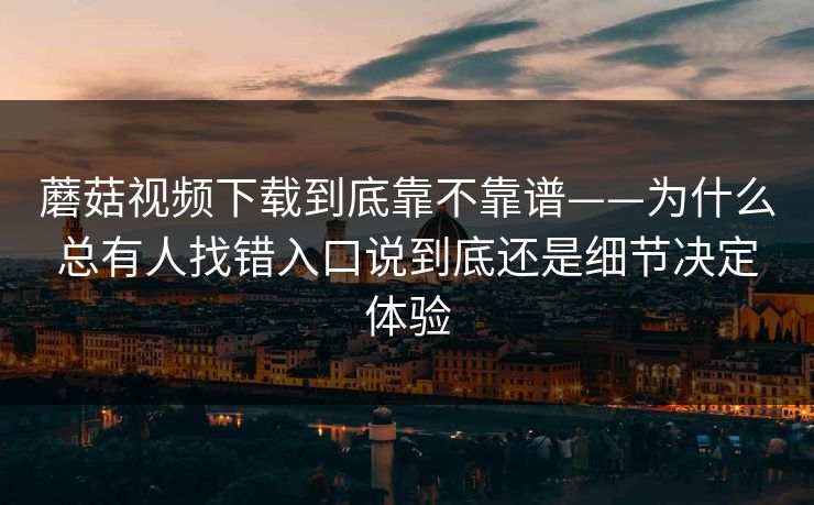 蘑菇视频下载到底靠不靠谱——为什么总有人找错入口说到底还是细节决定体验