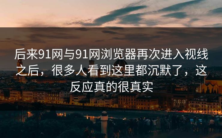 后来91网与91网浏览器再次进入视线之后，很多人看到这里都沉默了，这反应真的很真实